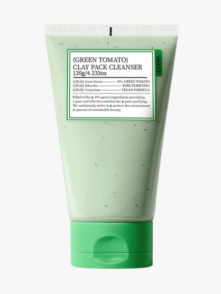 Fully Green Tomato Clay Mask Cleanser in branded tube component on a light gray background