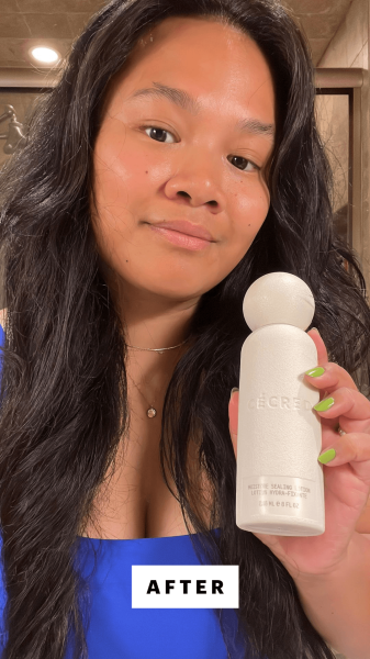 Calaor after applying the Ccred Moisture Sealing Lotion