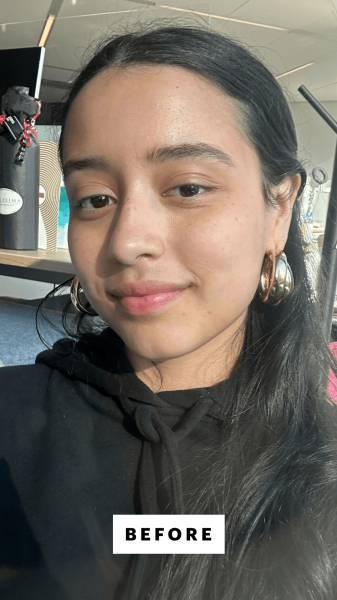 Rengifo before applying the Clinique Pop Lip  Cheek Oil in Black Honey to her lips and cheeks.